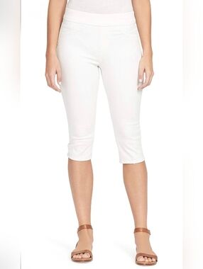 Nine West Women's White Bramuda Heidi Pull On Skimmer Capris-Size 12